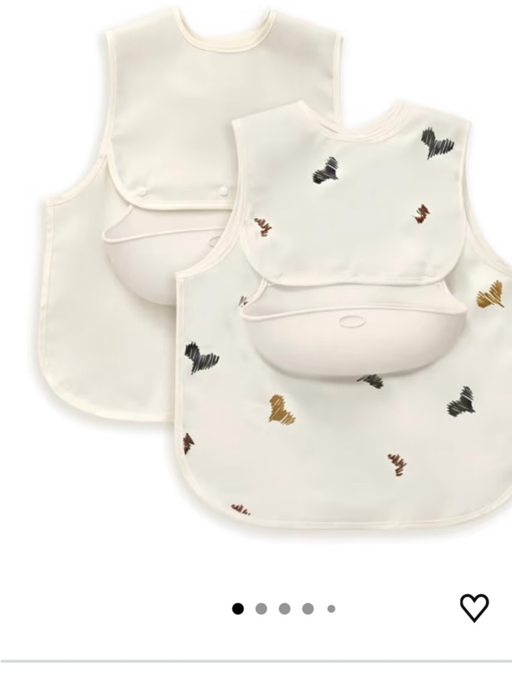 Waterproof Scribble Heart Pocket Bibs - Cream (Set of 2)